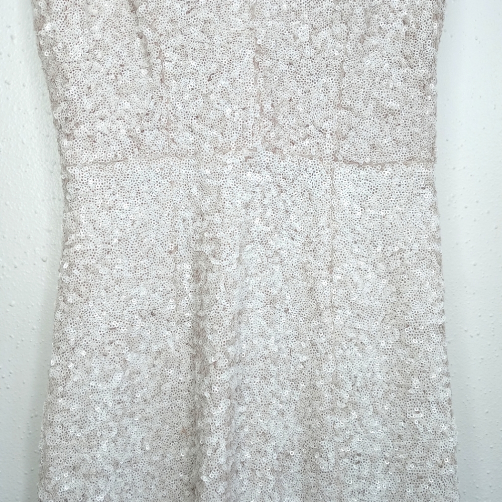 Dress the Population Cream Sequin Midi Dress with Front Slit - Picture 7 of 13